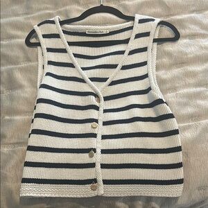 Abercrombie & Fitch Black and White Striped Tank Top